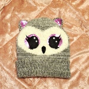 Claire's Owl Beanie for girls with sequins 7-12